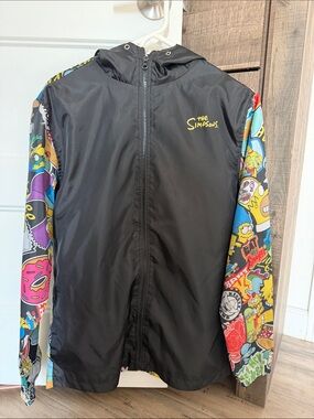The Simpsons Universal Studios All Over Print Hooded Windbreaker Jacket Size S